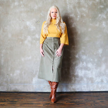 Load image into Gallery viewer, Corduroy A-Line Midi Skirt - Olive