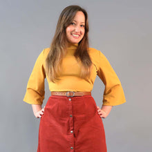 Load image into Gallery viewer, Flare Sleeve Knit Top - Ochre Yellow