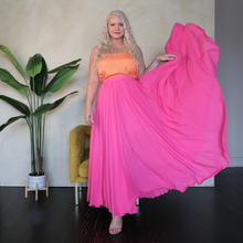 Load image into Gallery viewer, Gathered Chiffon Maxi Skirt - Fuchsia