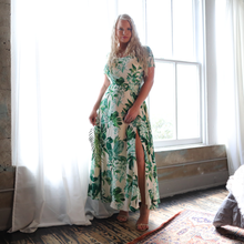 Load image into Gallery viewer, Tropical Maxi Dress with Slit - Cream Floral Print
