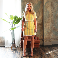 Load image into Gallery viewer, Two-Piece Plaid Dress with Daisy Trim - Springtime Yellow