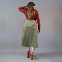 Load image into Gallery viewer, Corduroy A-Line Midi Skirt - Olive

