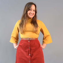 Load image into Gallery viewer, Flare Sleeve Knit Top - Ochre Yellow
