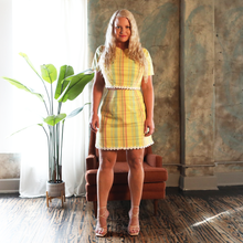Load image into Gallery viewer, Two-Piece Plaid Dress with Daisy Trim - Springtime Yellow
